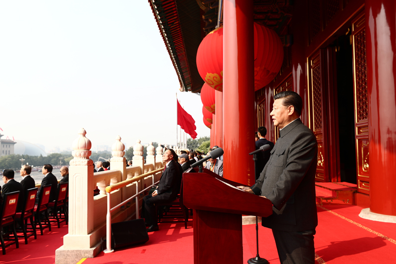10月1日上午，慶祝中華人民共和國成立70周年大會在北京天安門廣場隆重舉行。中共中央總書記、國家主席、中央軍委主席習近平發(fā)表重要講話。
