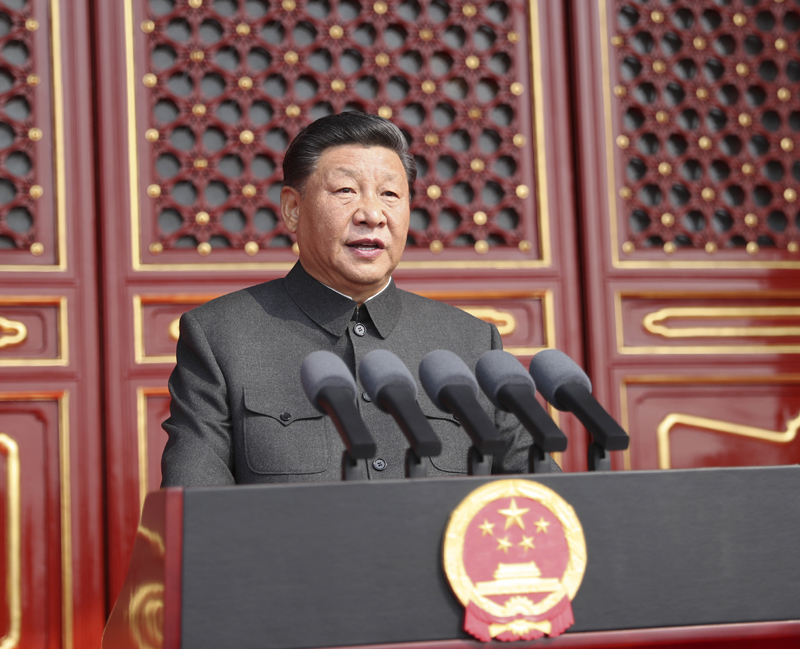 10月1日上午，慶祝中華人民共和國成立70周年大會在北京天安門廣場隆重舉行。中共中央總書記、國家主席、中央軍委主席習近平發(fā)表重要講話。